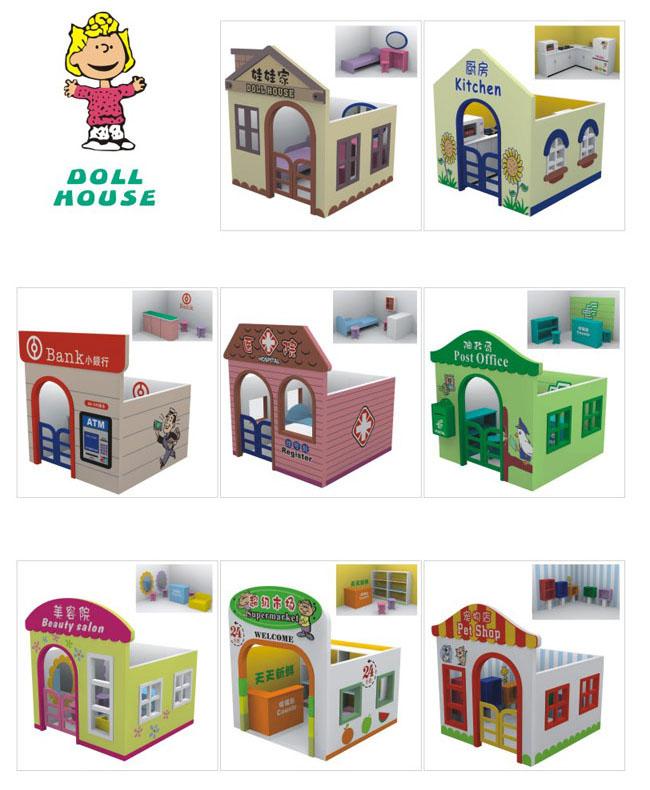 幼稚園の屋内木の Cubby の家、子どもだましのための小学校の家具